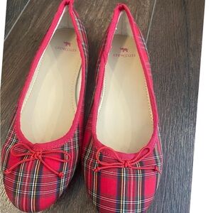 Crewcuts 3 euc girls red plaid shoes flats